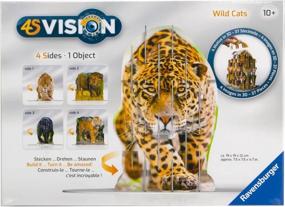   Wilde katten 3D Insteekpuzzel - puzzel - puzzels - kat - 4 kanten - speelgoed - jongens & meisjes & volwassenen