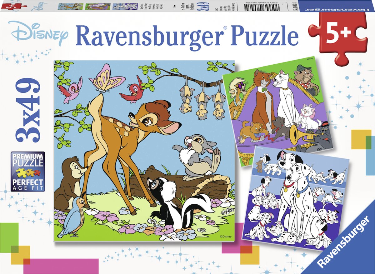 Ravensburger puzzel Disney vrienden - Drie puzzels - 49 stukjes - kinderpuzzel