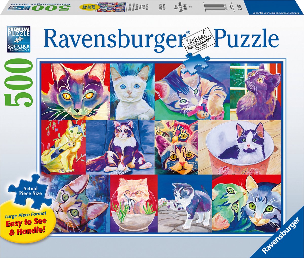 Ravensburger puzzel Hallo Katjes - Legpuzzel - 500 Extra Grote Stukjes