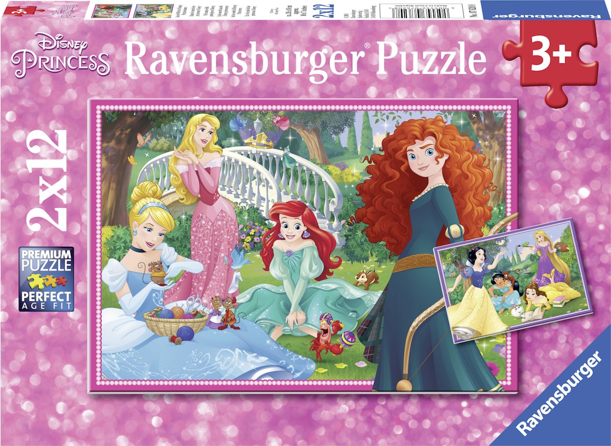 Ravensburger puzzel In de wereld van de Disney prinsessen - Twee puzzels - 12 stukjes - kinderpuzzel