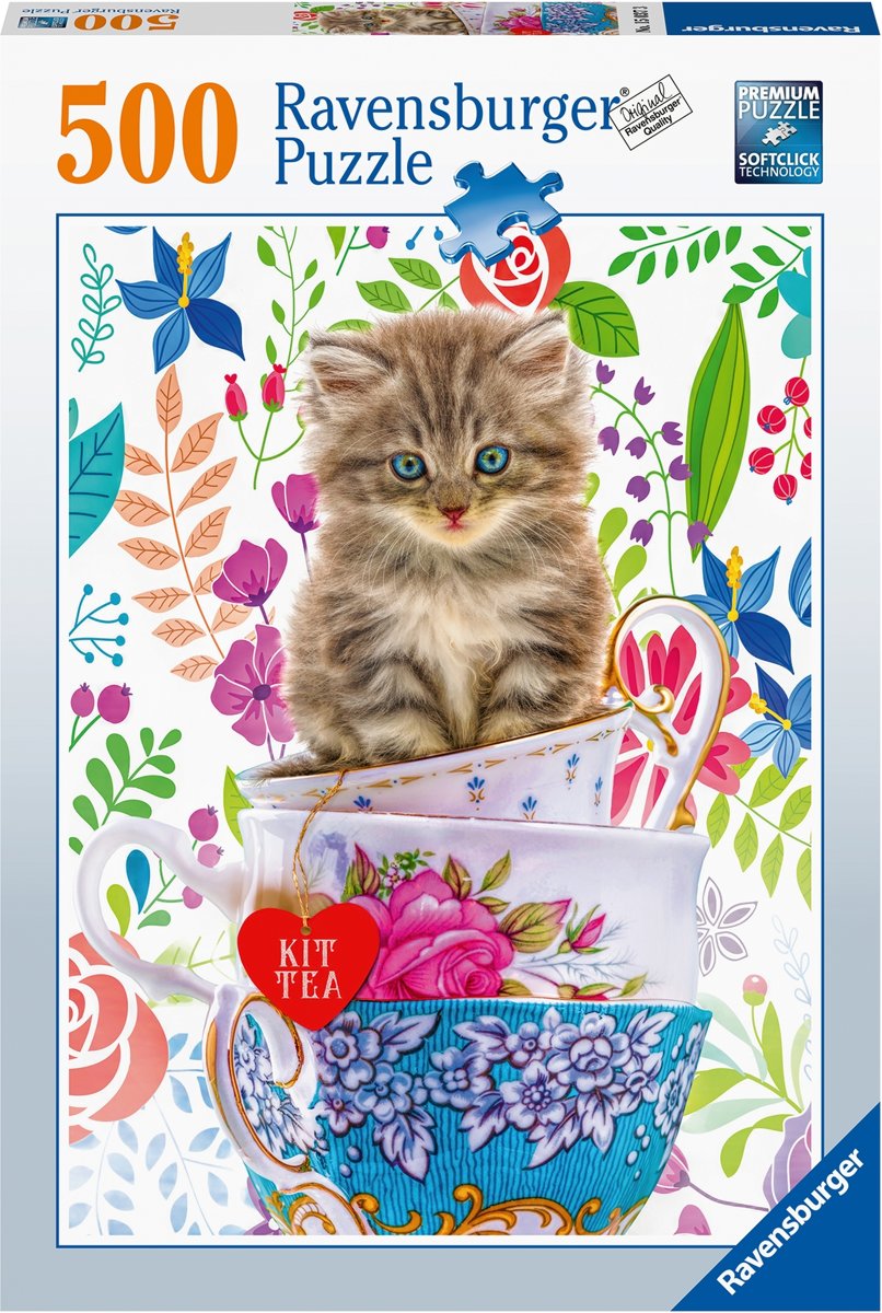 Ravensburger puzzel Katje in kopjes - legpuzzel - 500 stukjes
