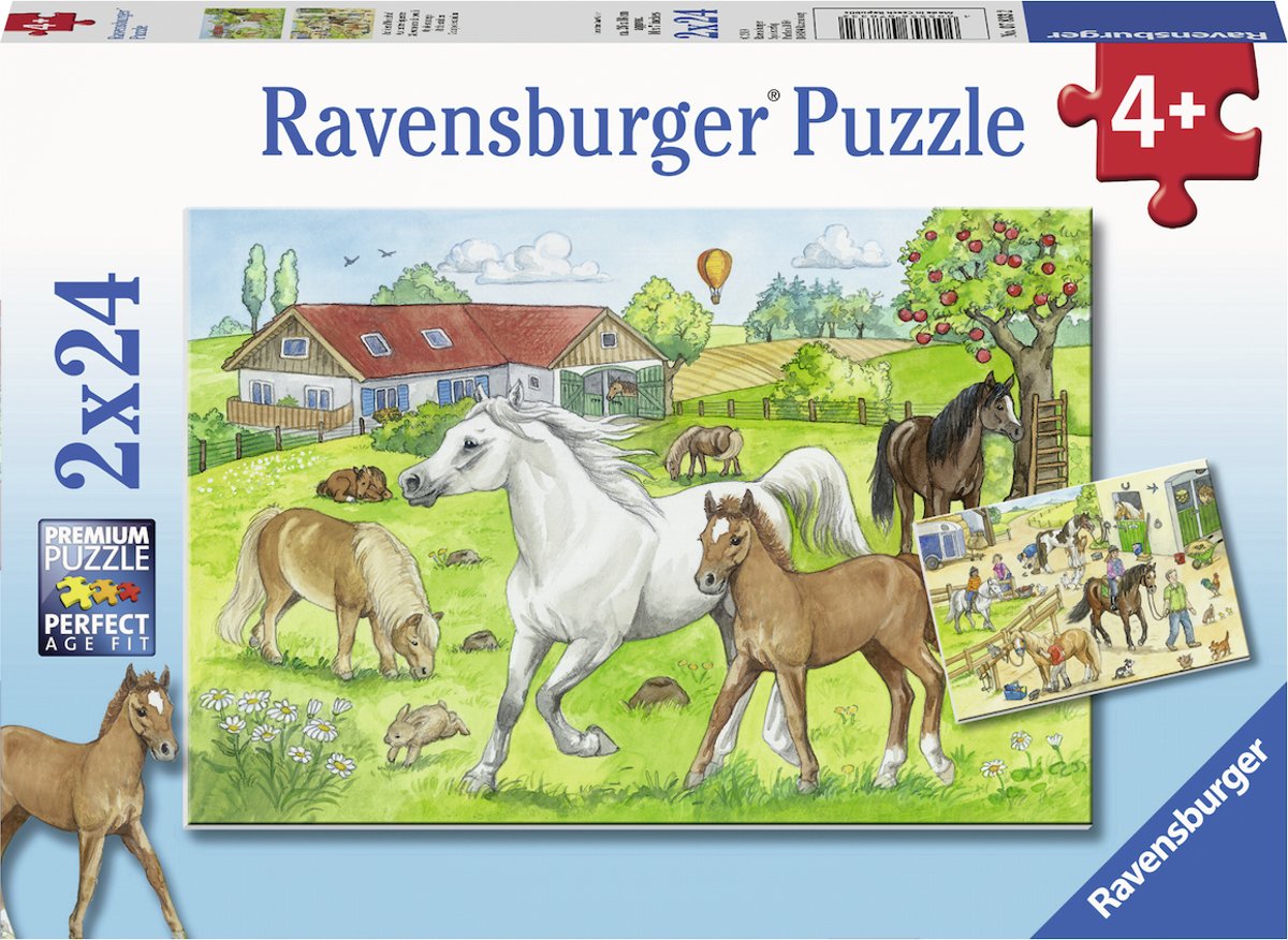 Ravensburger puzzel Op de manege - Twee puzzels - 24 stukjes - kinderpuzzel