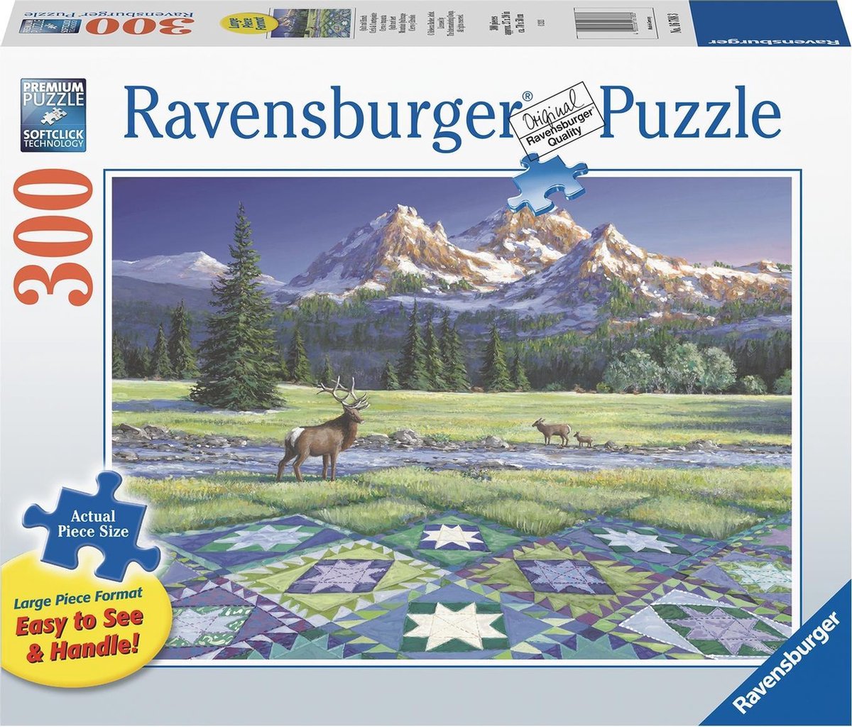 Ravensburger puzzel Quilt met hert - Legpuzzel - 300 stukjes extra groot