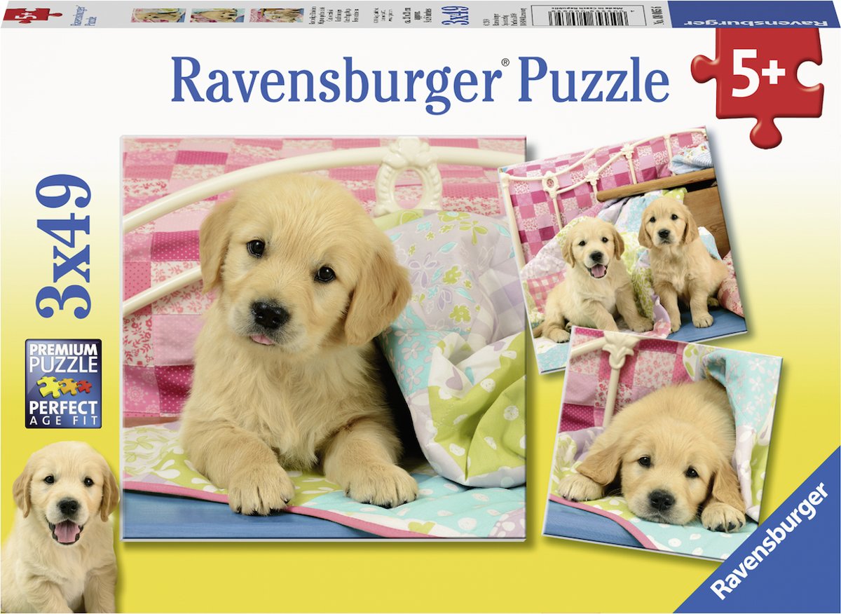 Ravensburger puzzel Schattige hondjes - Drie puzzels - 49 stukjes - kinderpuzzel