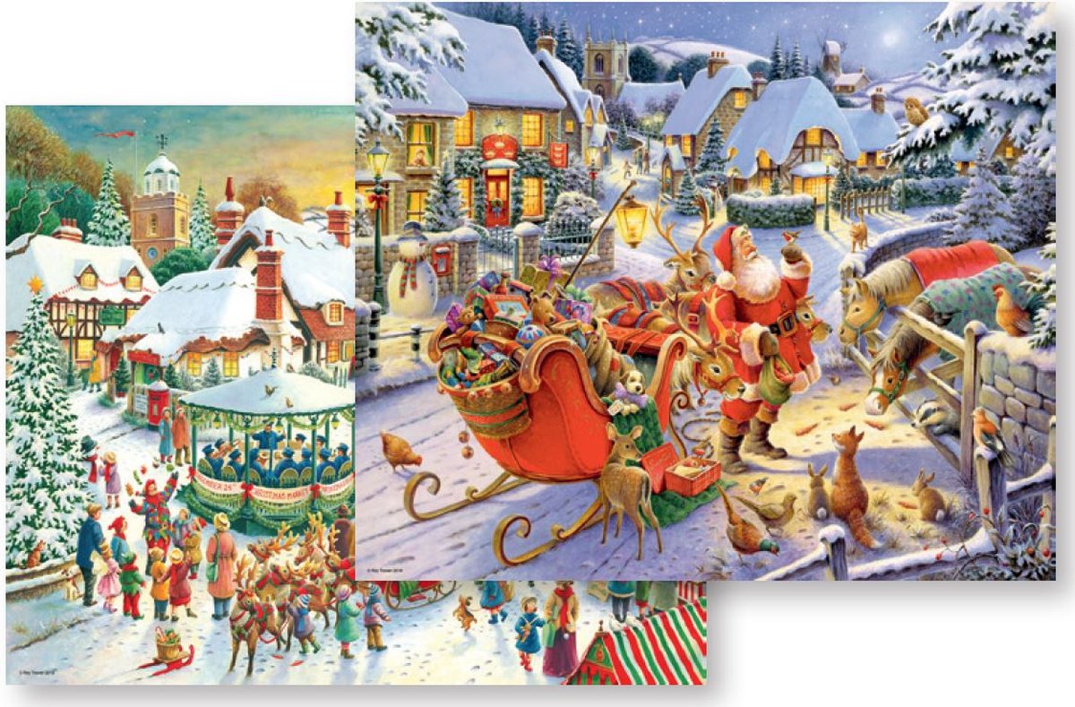   puzzel kerstmis 2x500 stukjes premium kwaliteit.