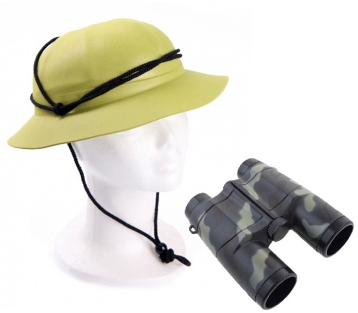 Carnaval verkleedset safari/jungle helm met verrekijker - kinderen - Onderzoeker/Ontdekkingsreiziger