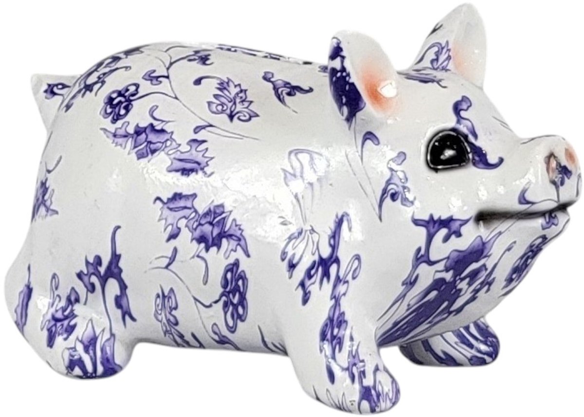Spaarvarken delfts blauw 16x10x10 cm polystone - herbruikbaar