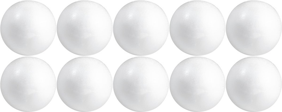10x Hobby/DIY piepschuim bal/bol 10 cm - Kerstballen maken - Knutselen basis materialen/hobby materiaal