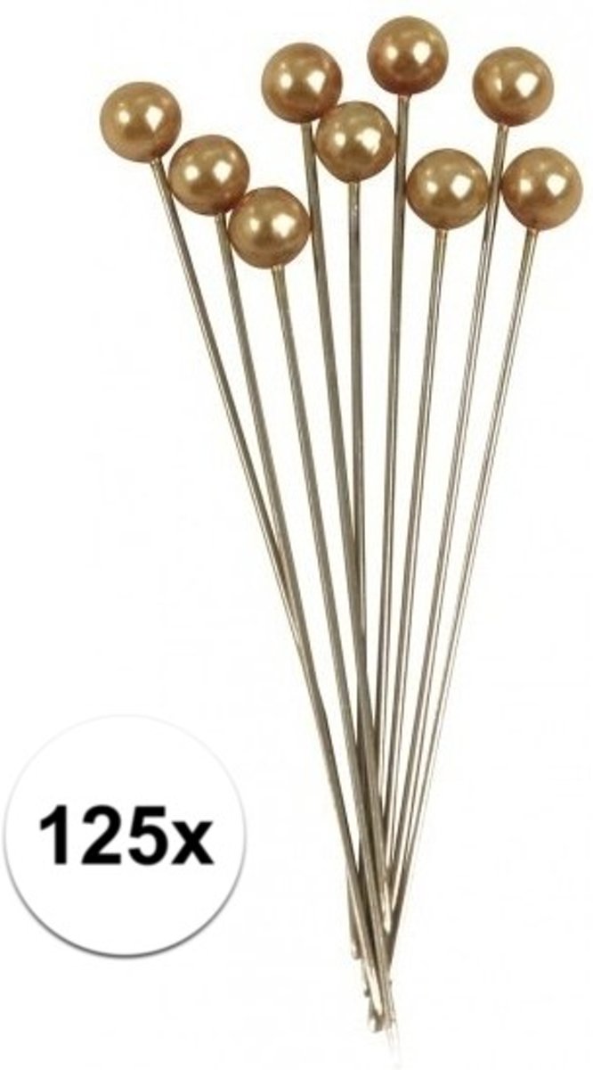 125x  en met parel kop goud 6,4 cm