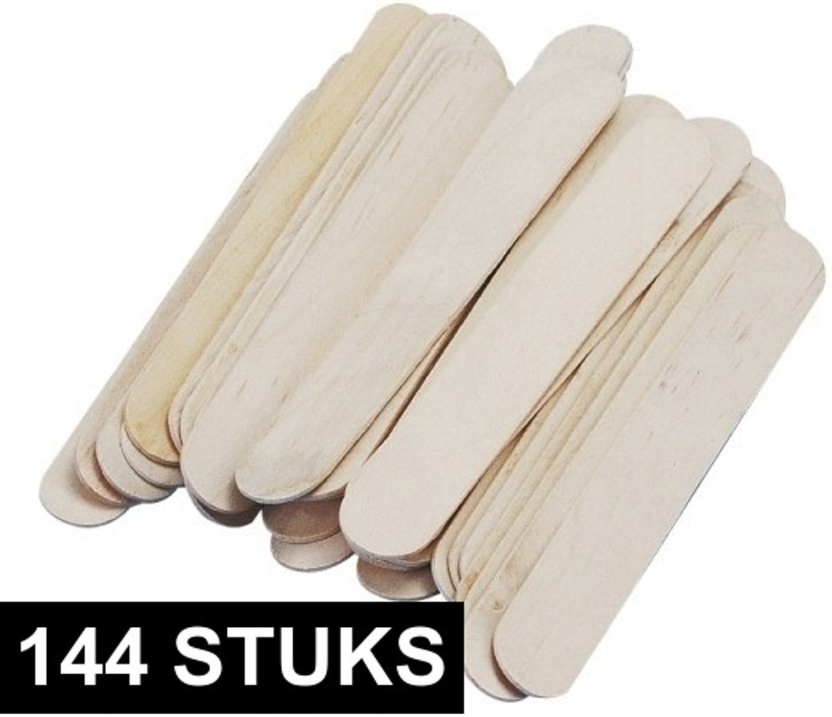 144x Naturel ijsstokjes knutselhoutjes 15 x 2 cm - Hobby/knutsel materiaal - IJslollystokjes