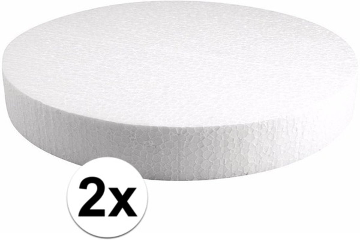 2x Piepschuim schijven 30 cm breed en 4 cm dik - hobby figuren artikelen