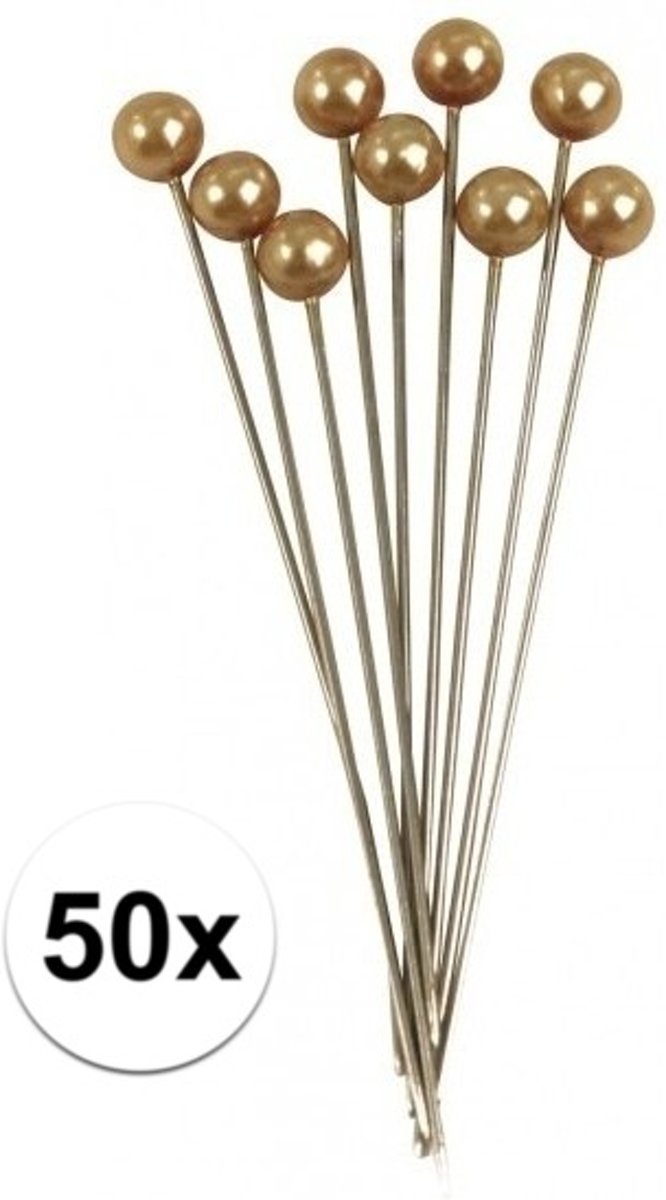 50x  en met parel kop goud 6,4 cm