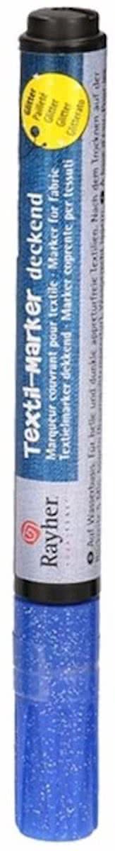 Blauwe glitter textielstift