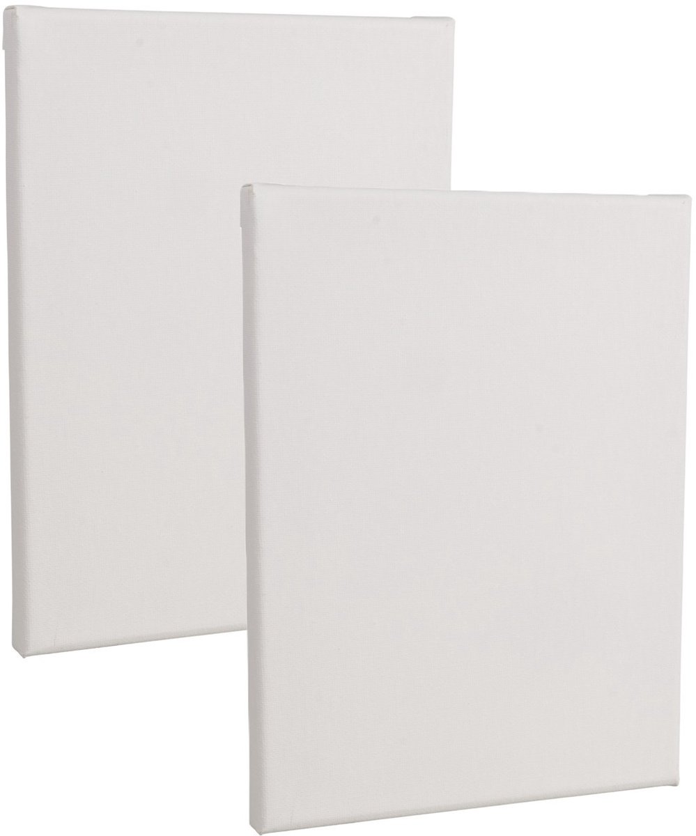 Handbespannen canvas schildersdoek - 2x - 18 x 24 cm - wit - schilderijen maken - kinderen/volwassenen