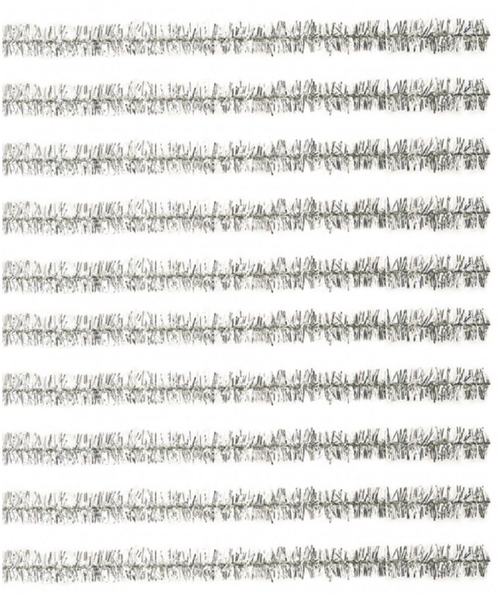 Hobby chenilledraad zilver met glitters - 50 cm - 30x stuks - buigbaar metaal draad - knutselen - pijpenragers