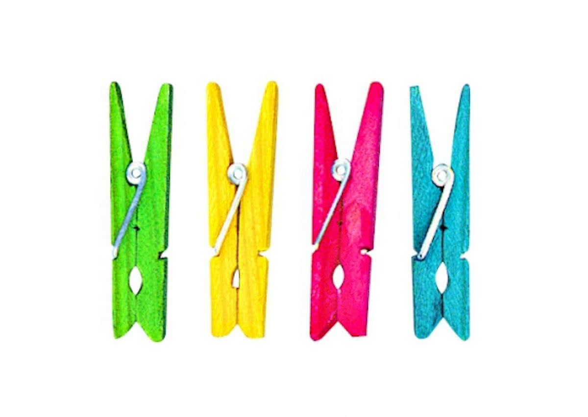 Houten wasknijpers gekleurd 24 stuks