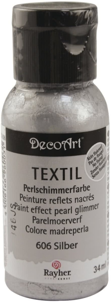Parelmoer zilveren textielverf flacon 34 ml