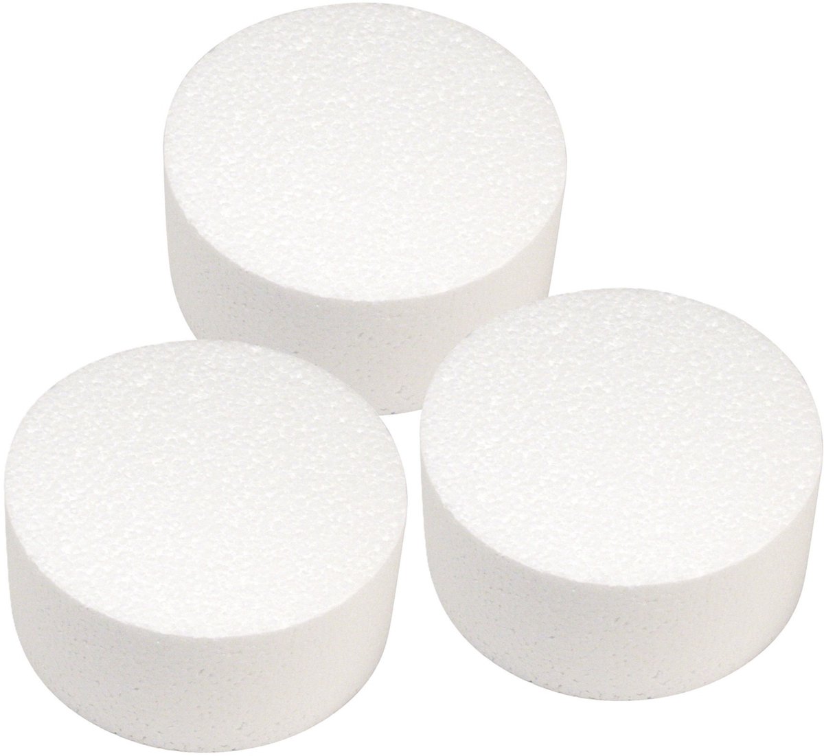 Piepschuim vormen taart schijf - 3x - 15 cm breed en 7 cm dik - wit - hobby/knutselen - rond