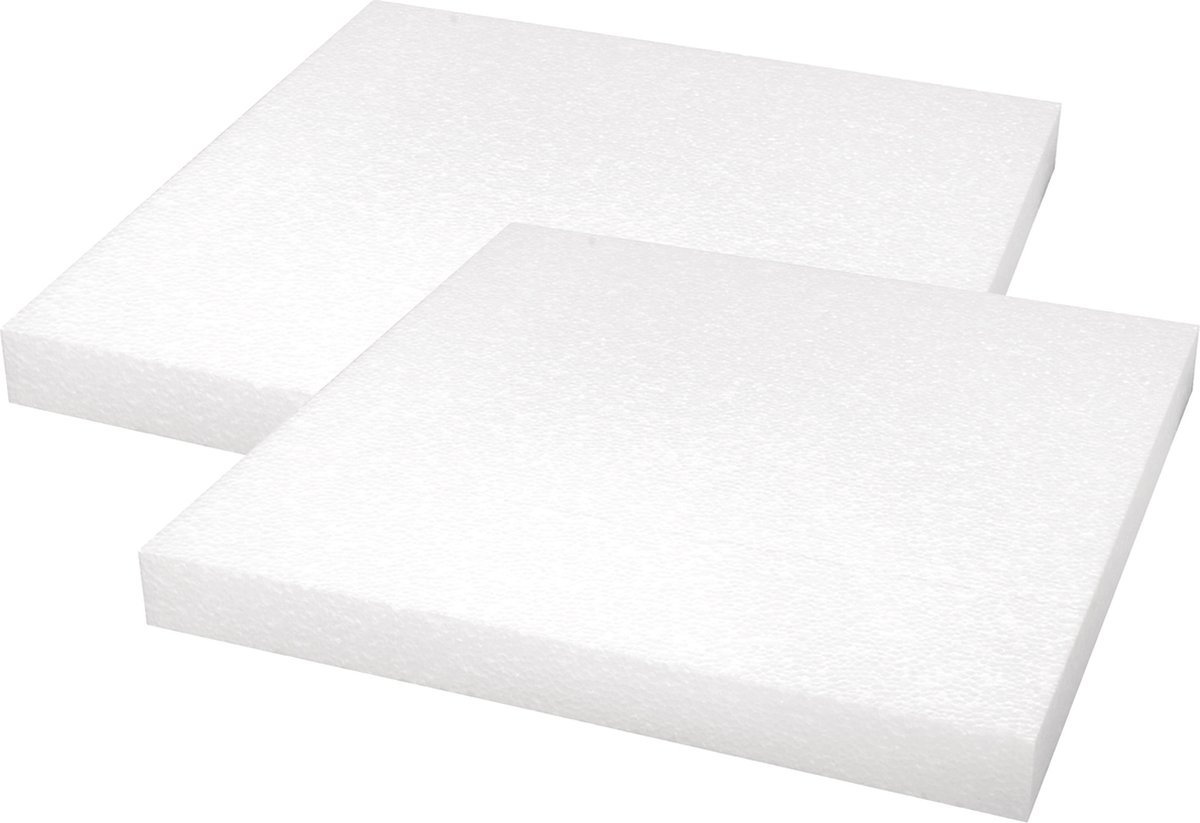 Rayher Knutsel piepschuim - 2x - plaat - vierkant - 40 x 40 x 4 cm - hobby materiaal