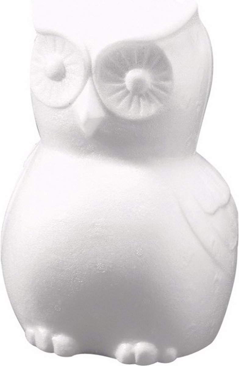 Rayher Piepschuim uilen knutsel dieren figuur - 3x - wit - 22 cm - hobby knutsel materialen