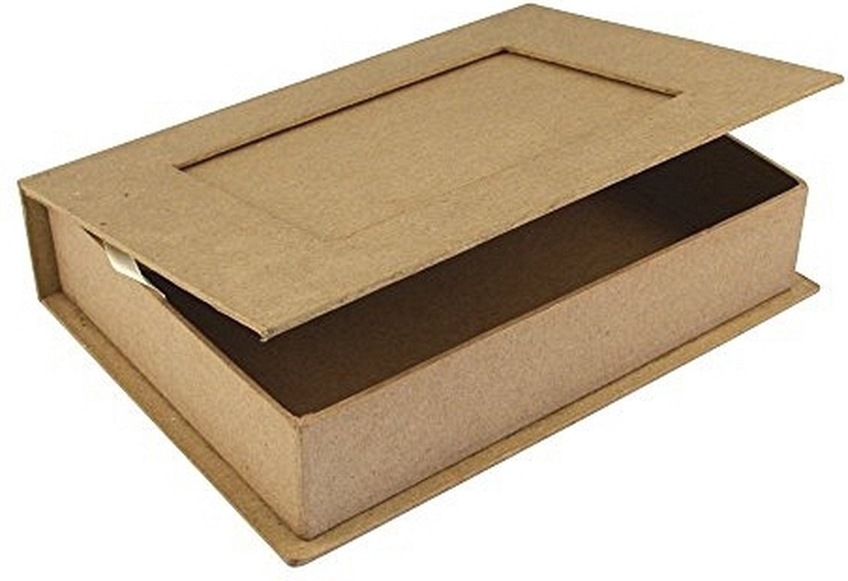 Rayher hobby Papier mache doosje boek vorm - met deksel - 20 x 15 x 5 cm - knutselen - Hobby artikel