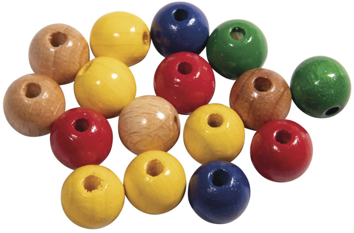 Rayher hobby kralen van hout Dia 10mm - 156x stuks - Kleurenmix - DIY sieraden maken - Kralen rijgen