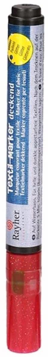 Rode glitter textielstift