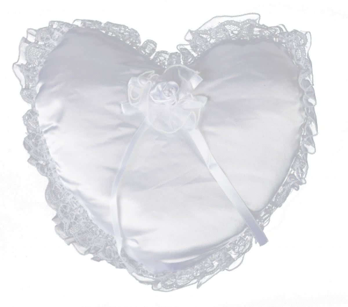 Wit trouwring kussen 30 cm