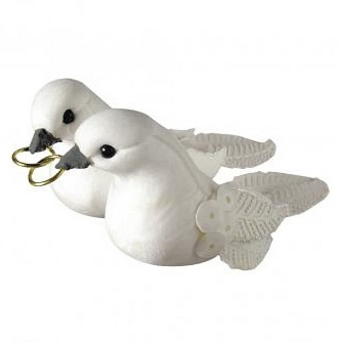 Witte deco Duiven met ringen