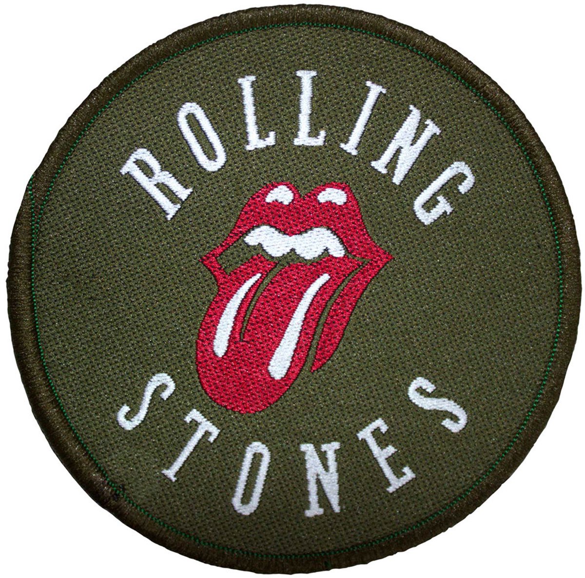 The Rolling Stones Thongue on Khaki - Patch - Opnaai Stofapplicatie