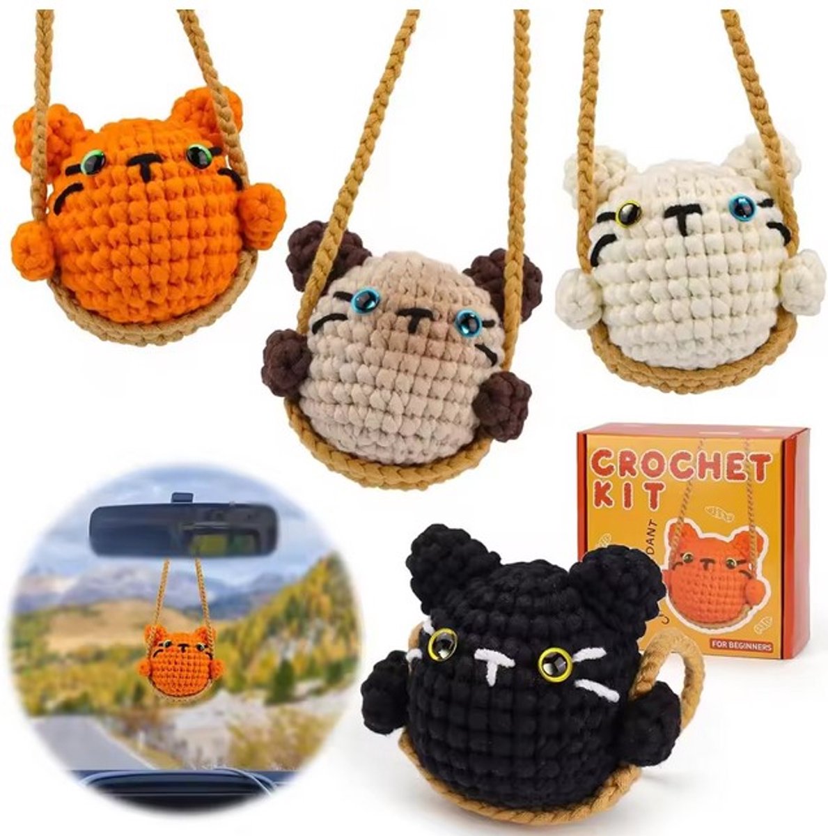Haakpakket Schattige Katjes voor Beginners – Starterspakket Haken voor Starters – Perfect voor Haken Liefhebbers
