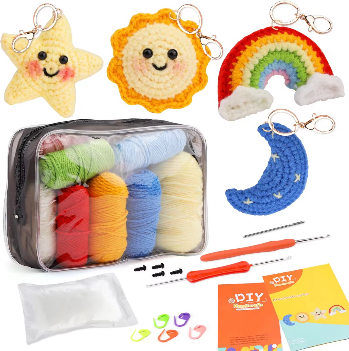Haakpakket Zon, Ster, Maan en Regenboog – DIY Starterspakket voor Beginners en Starters