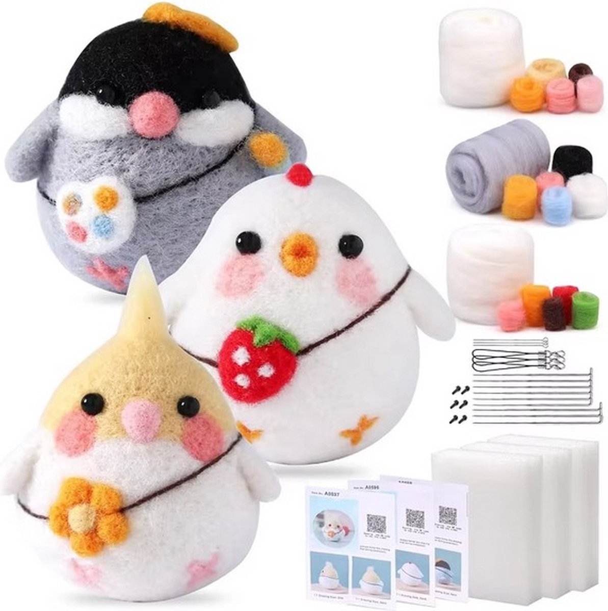 Naaldvilten voor Beginners: Starterspakket met 3 Lieve Kippetjes – Ideaal voor Naaldvilt Liefhebbers en Starters