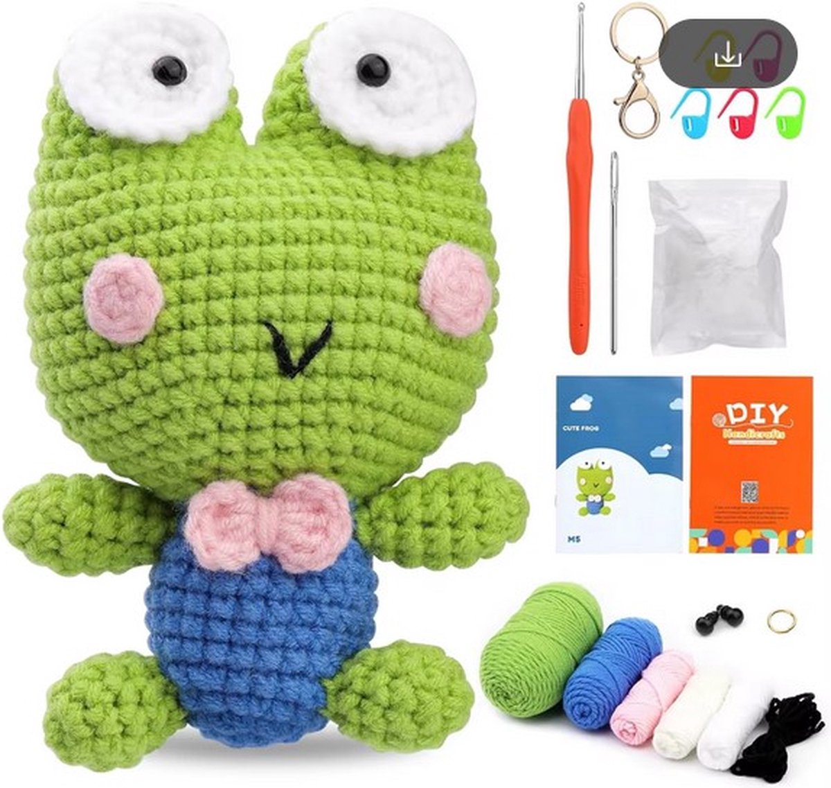 haken voor beginners - haakpakket schattige kikker - haken voor starters - starterspakket haken - haken voor liefhebbers