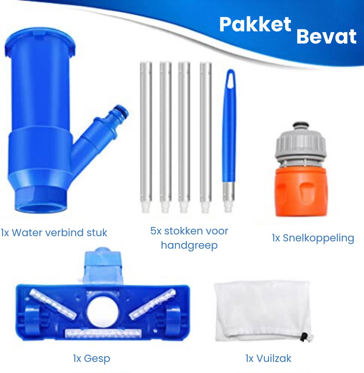 Zwembad Stofzuiger - Geschikt voor alle zwembaden - Zwembadstofzuiger - Blauw - Zwembad Onderhoud - Zwembadreiniger
