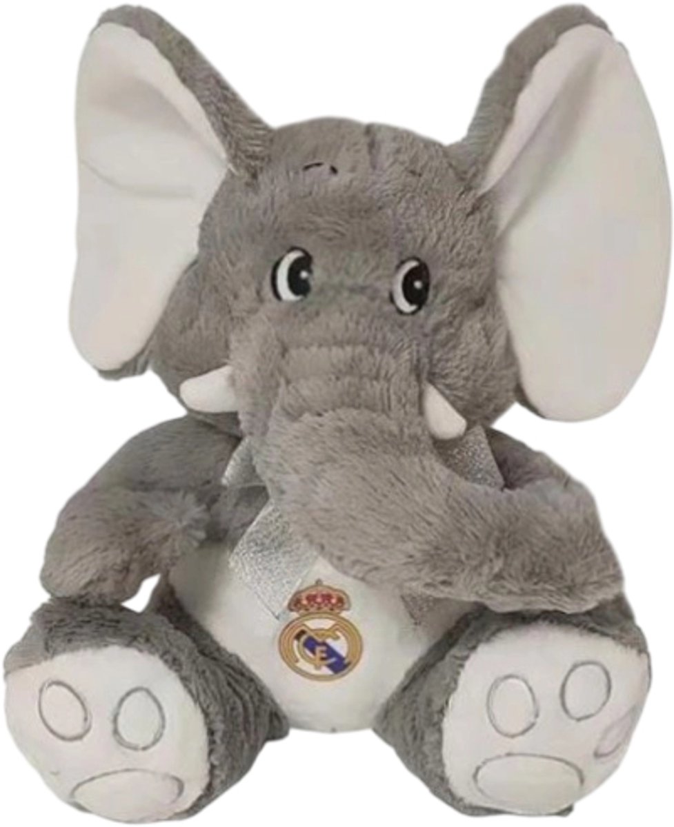 Real Madrid Voetbal Pluche Knuffel Olifant 30 cm - Speelgoed Knuffeldier voor Kinderen Jongens Meisjes - Elephant Mammoet