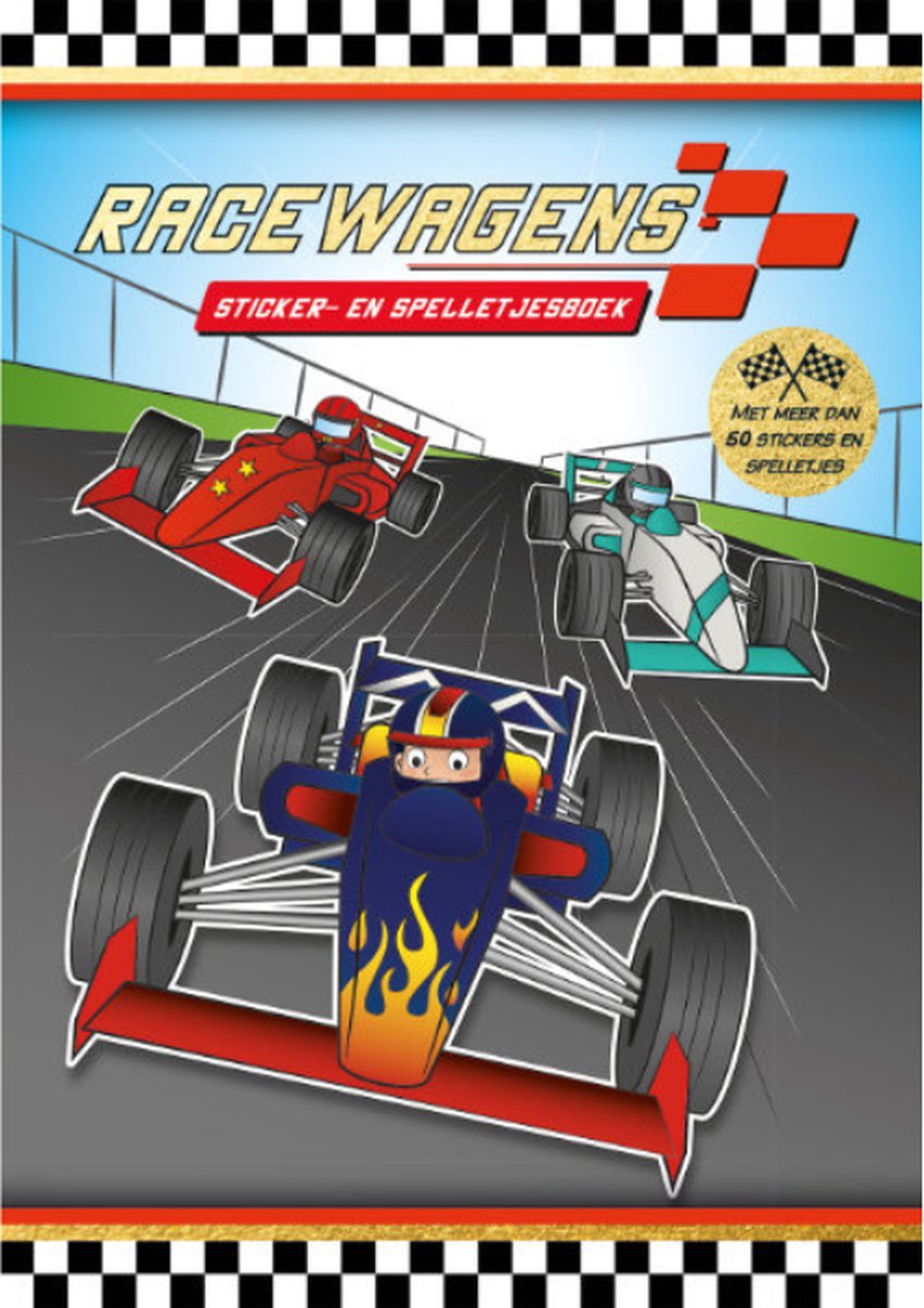 Racewagen Kleurboek - Met Stickers En Spelletjes - Tekenboek - Kinderen - Tekenen - Creatief - Kleuren - Jongens - Doeboek - Inkleuren - Kleurplaat - Colouring Book - Knutselen - Stickers voor Kinderen - Cadeau - Racen - Autos -