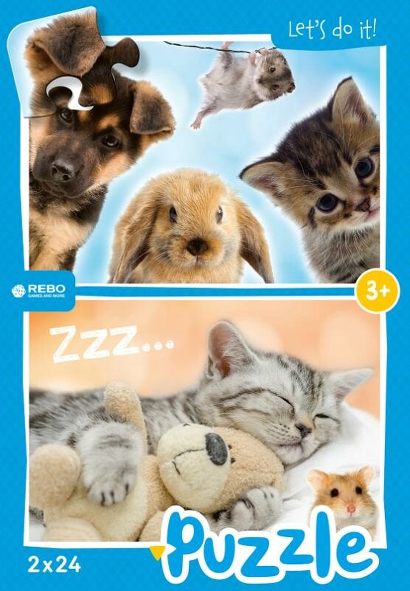 Rebo legpuzzel 2x24 stukjes - Baby animals