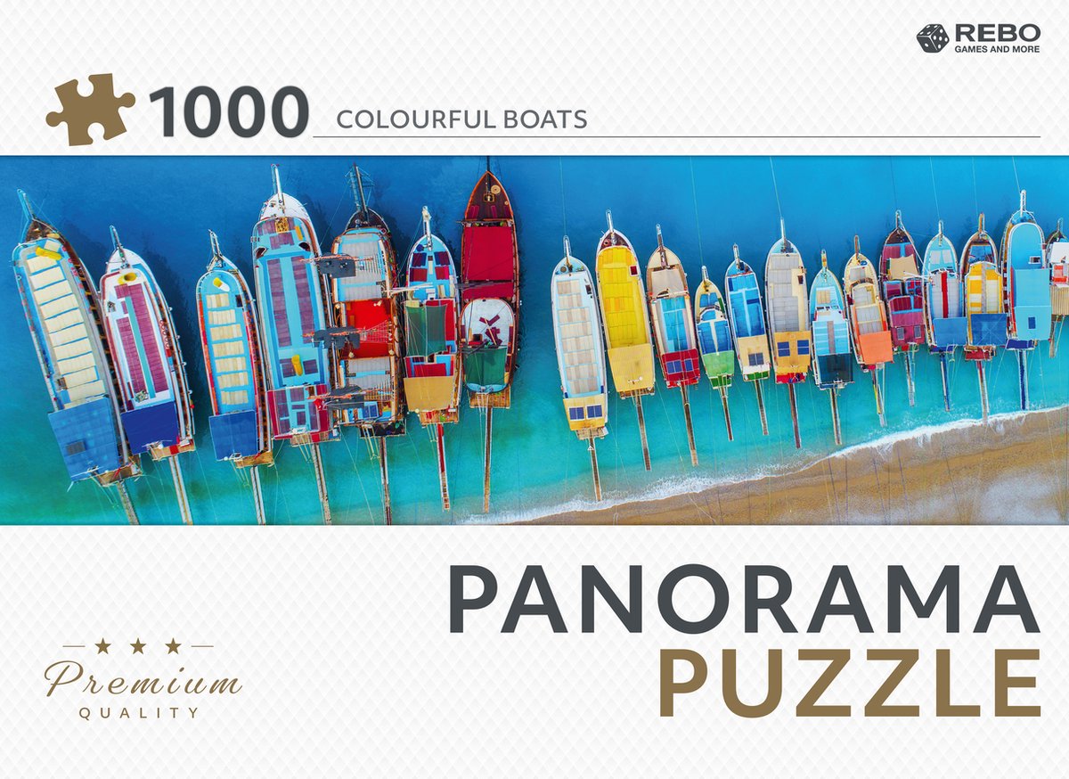 Rebo legpuzzel panorama 1000 stukjes - Colourful boats