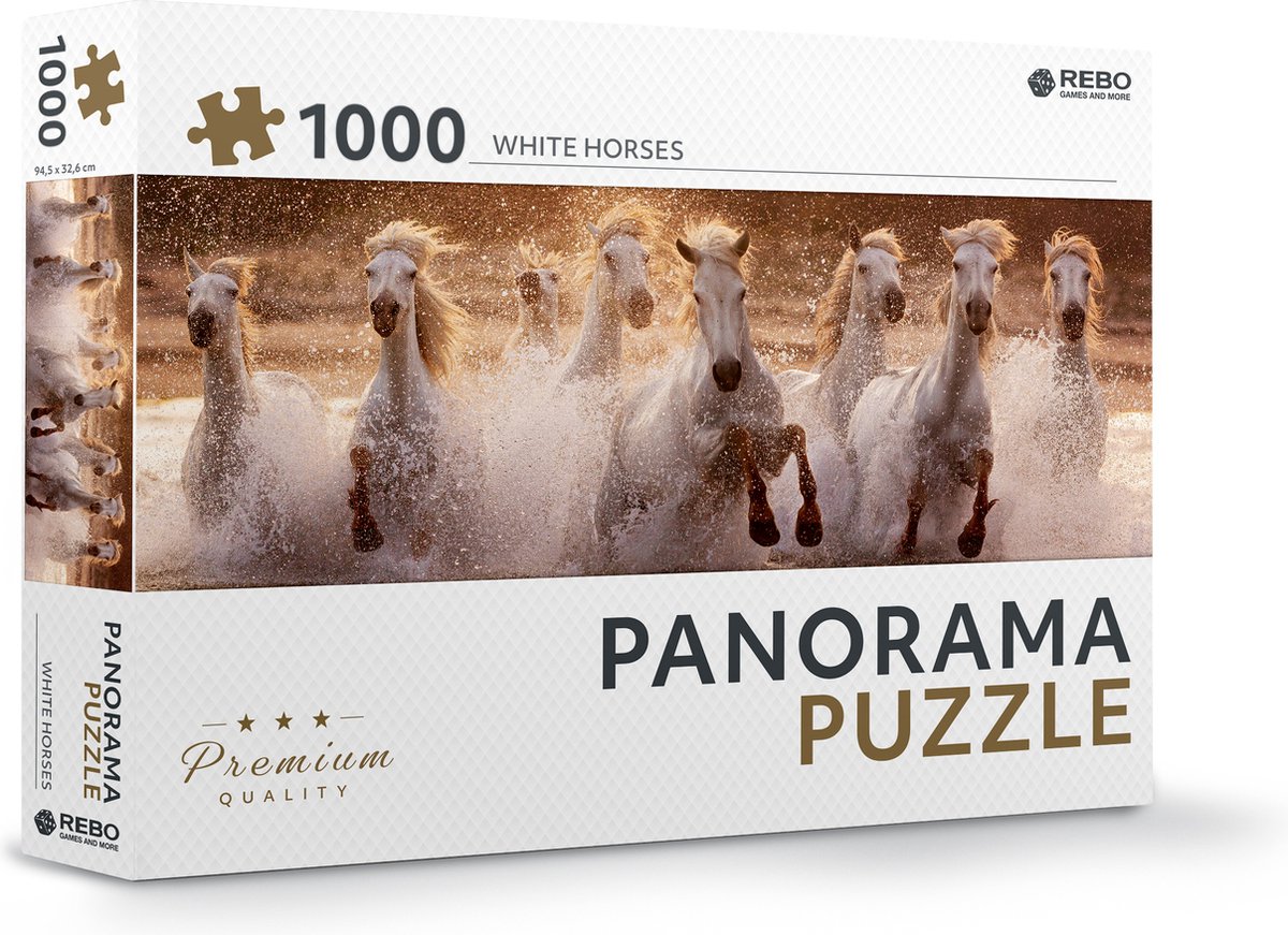 Rebo legpuzzel panorama 1000 stukjes - White horses