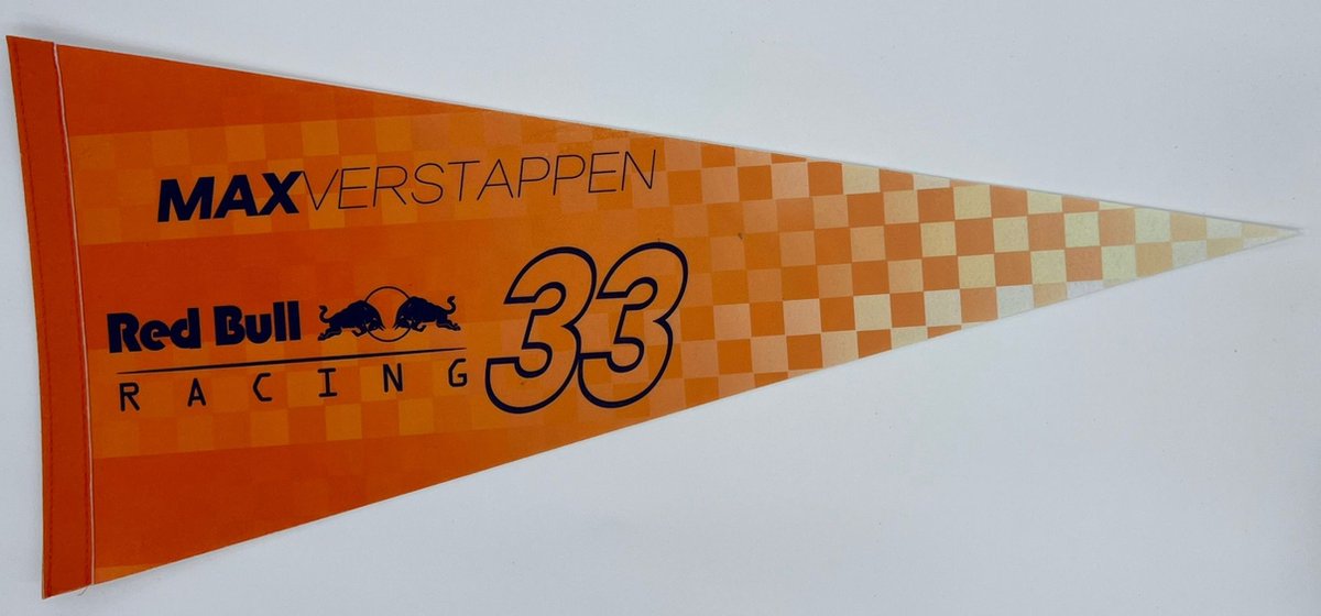   - Red bull - formule 1 - F1 - Max Verstappen - Verstappen 33 - auto - racen - Vaantje - Honda motors - Japanse motoren - Sportvaantje -   - Vlag - Pennant - 31*72 cm - Max verstappen - Oranje - Redbull - Redbull racing - formula1