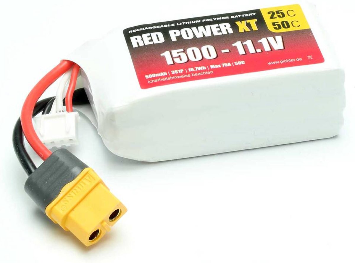Red Power LiPo accupack 11.1 V 1500 mAh Softcase XT60