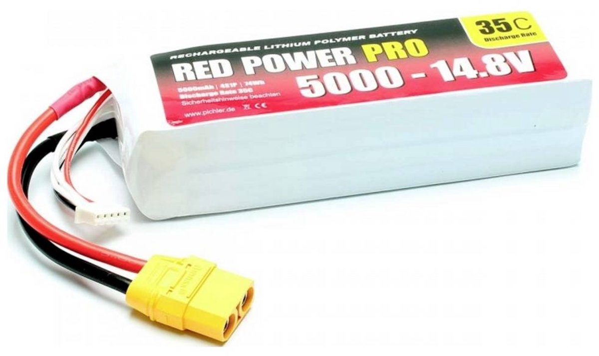 Red Power LiPo accupack 14.8 V 5000 mAh 35 C Softcase XT90
