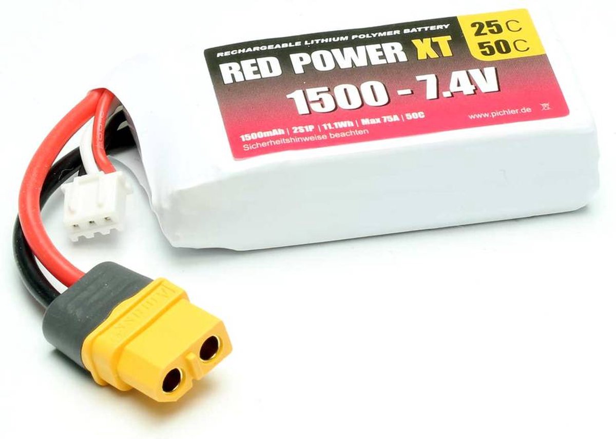 Red Power LiPo accupack 7.4 V 1500 mAh Softcase XT60