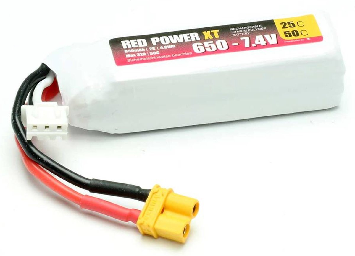 Red Power LiPo accupack 7.4 V 650 mAh 25 C Softcase XT30