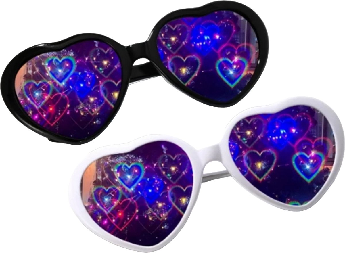 2 Space Love Zonnebrillen - Hartje - Festival - Feest - Bril - Party