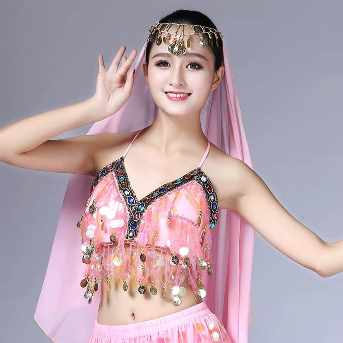 Festival Top Dames - Glitter Topje - Paillet - Sexy Roze Shirt