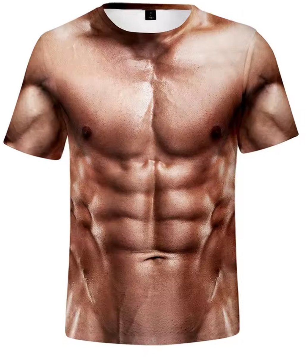 Gespierd Lichaam Shirt - Heren - Atleet - Fitness - Spieren - Mannen - Tshirt