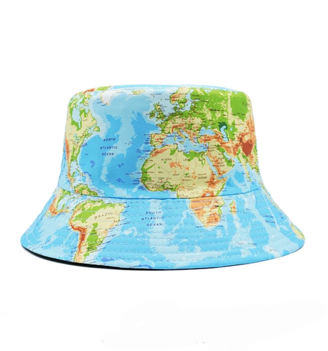 Wereldbol Buckethat - Hoed - Reizen - Wereld - Globe - Pet - Hoedje - Vakantie