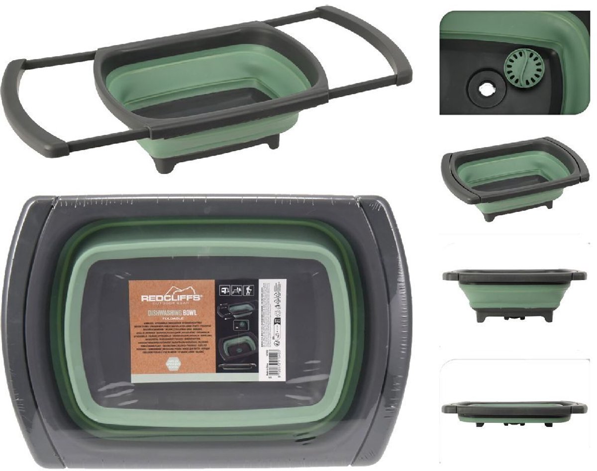 Redcliffs Afwasbak Opvouwbaar 29x5.5x26 cm Groen/Antraciet